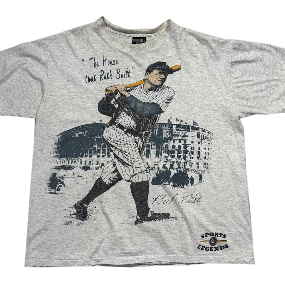 Vintage Creative Images Sports Legends Babe Ruth T Shirt (Size XL)